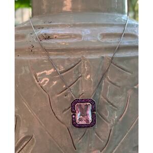 Amethyst, Morganite and Sterling Silver Necklace by Sima SKJ